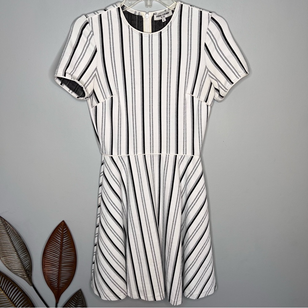 Opening Ceremony White Black Striped Dress